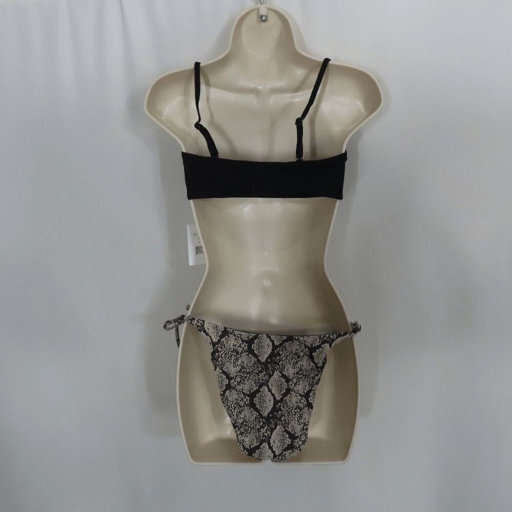 Andie Black The Rio Top & Snake Print String Bikini Bottom Medium - Picture 4 of 6